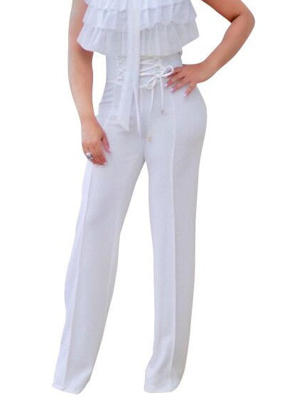 High Waist Lace-Up Elegant Trousers