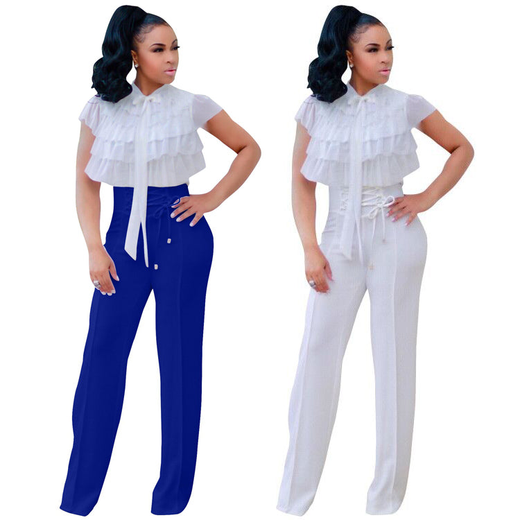 High Waist Lace-Up Elegant Trousers